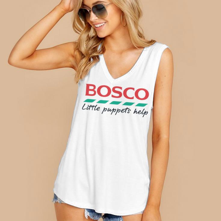Bosco Little Puppets Help Irish Nostalgia Retro 80s Premium Tri-Blend Women's V-Neck Tank Top