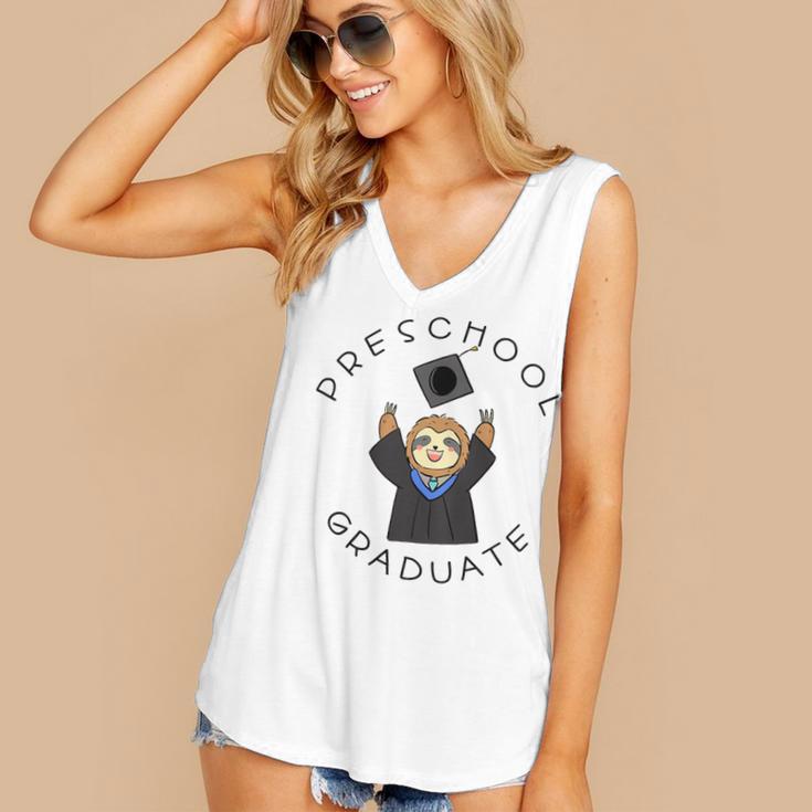 Boys Girls Preschool Graduate Sloth Graduation Cap Women's V-Neck Tank Top