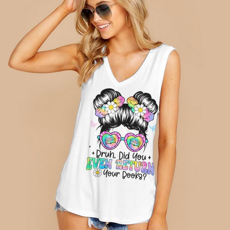 Bruh Return Your Books Reading Library Book Lovers Women's V-Neck Tank Top