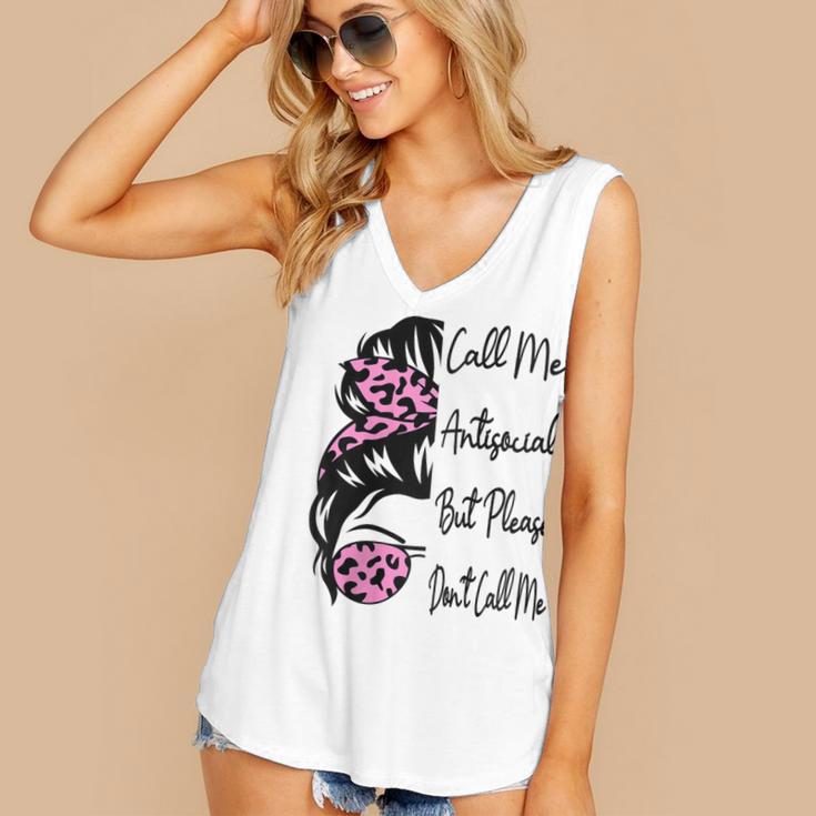 Call Me Antisocial But Please Don't Call Me Introvert Raglan Baseball Tee Women's V-Neck Tank Top