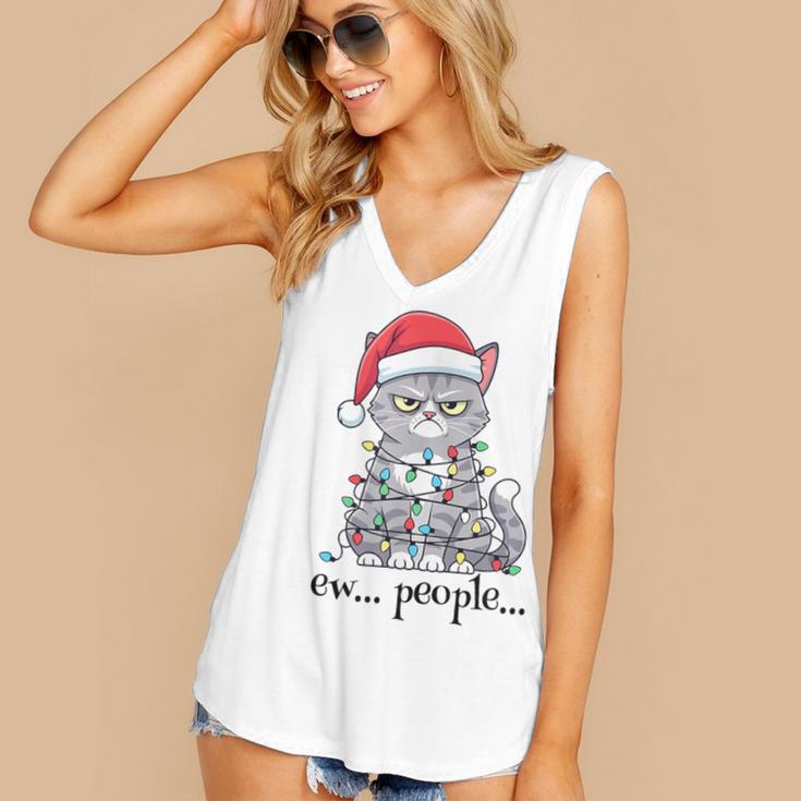 Cat Ew People Adult Humor Introvert Anti-Social Women's V-Neck Tank Top Cat Ew People Adult Humor Introvert Anti-Social Women's V-Neck Tank Top