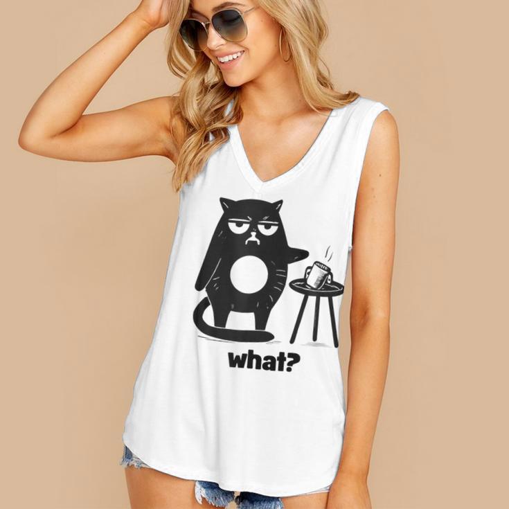 Cat What Humor Introvert Anti-Social Women's V-Neck Tank Top Cat What Humor Introvert Anti-Social Women's V-Neck Tank Top