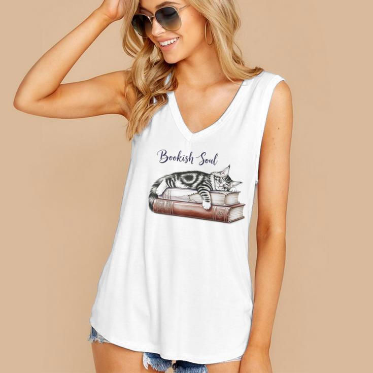 Cat Life Books And Cats Cat Lover Cat Mom Book Lovers Women's V-Neck Tank Top Cat Life Books And Cats Cat Lover Cat Mom Book Lovers Women's V-Neck Tank Top