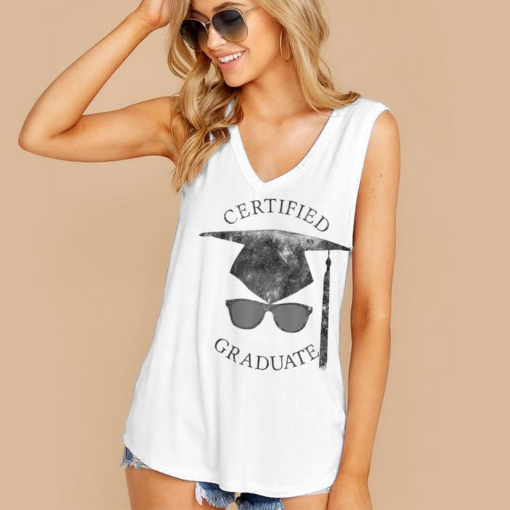 Certified Graduate Vintage Mortarboard Graduation Women's V-Neck Tank Top