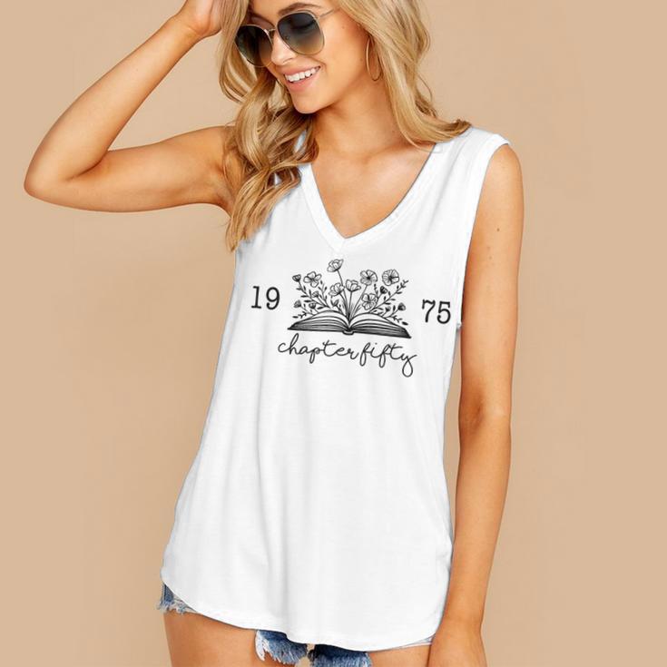 Chapter Fifty 50 Cute 50th 1975 Birthday Book Lovers Women's V-Neck Tank Top