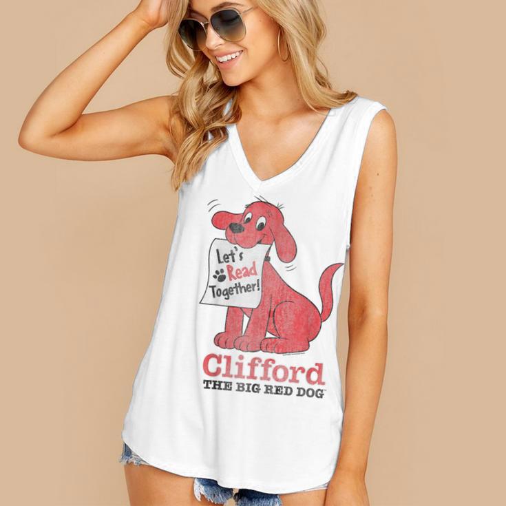 Clifford The Big Red Dog Let's Read Together Vintage Book Women's V-Neck Tank Top Clifford The Big Red Dog Let's Read Together Vintage Book Women's V-Neck Tank Top