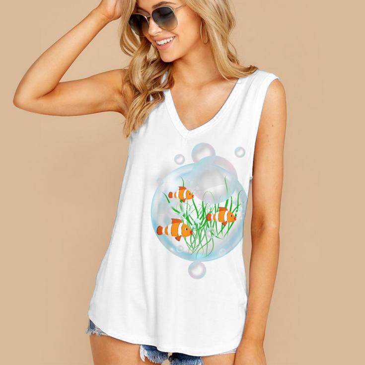 Clownfish Anemonefish Bubbles Water Frutiger Aero Y2K Style Women's V-Neck Tank Top Clownfish Anemonefish Bubbles Water Frutiger Aero Y2K Style Women's V-Neck Tank Top