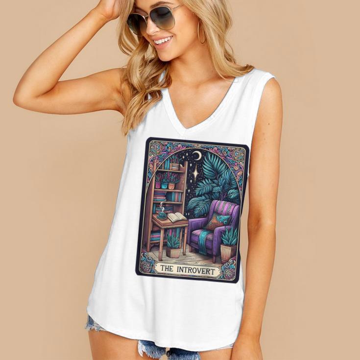 Color Graphic The Introvert Tarot Card Raglan Baseball Tee Women's V-Neck Tank Top