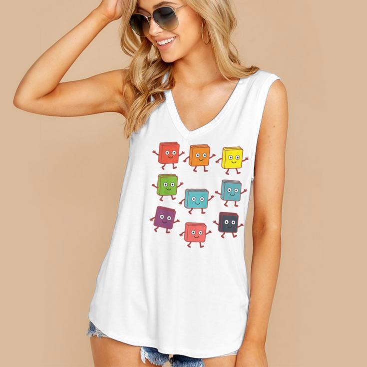 Color Our World Book Lover Reading Bookworm Reader Women's V-Neck Tank Top