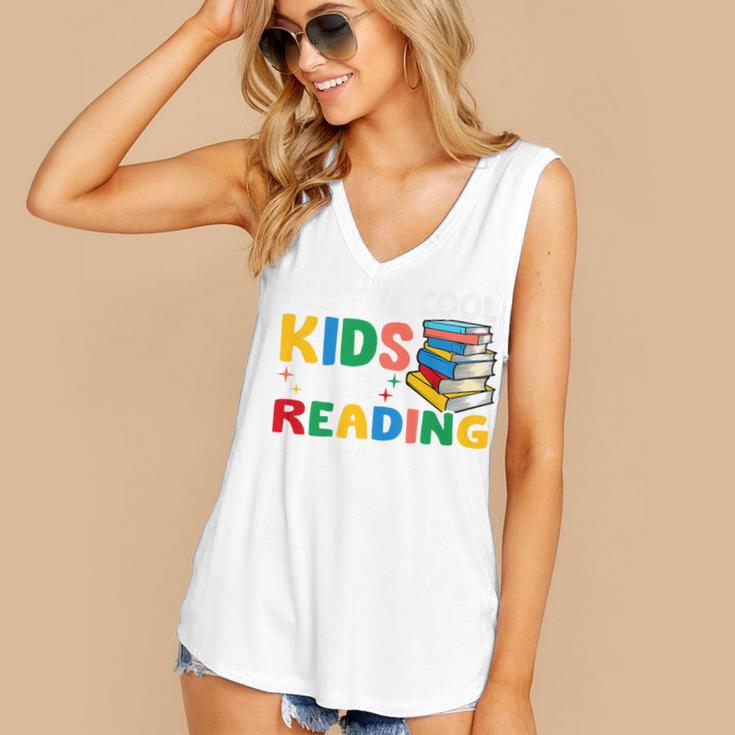 All The-Cool Kids Are Reading Teacher Book Lover Librarian Premium Women's V-Neck Tank Top