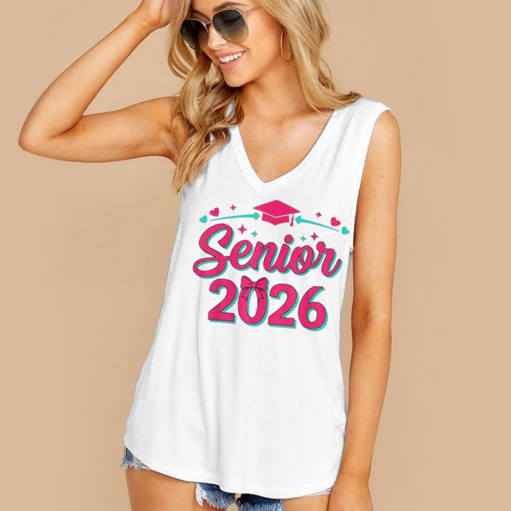 Coquette Pink Bow Senior 2026 Class Of Graduation Women's V-Neck Tank Top