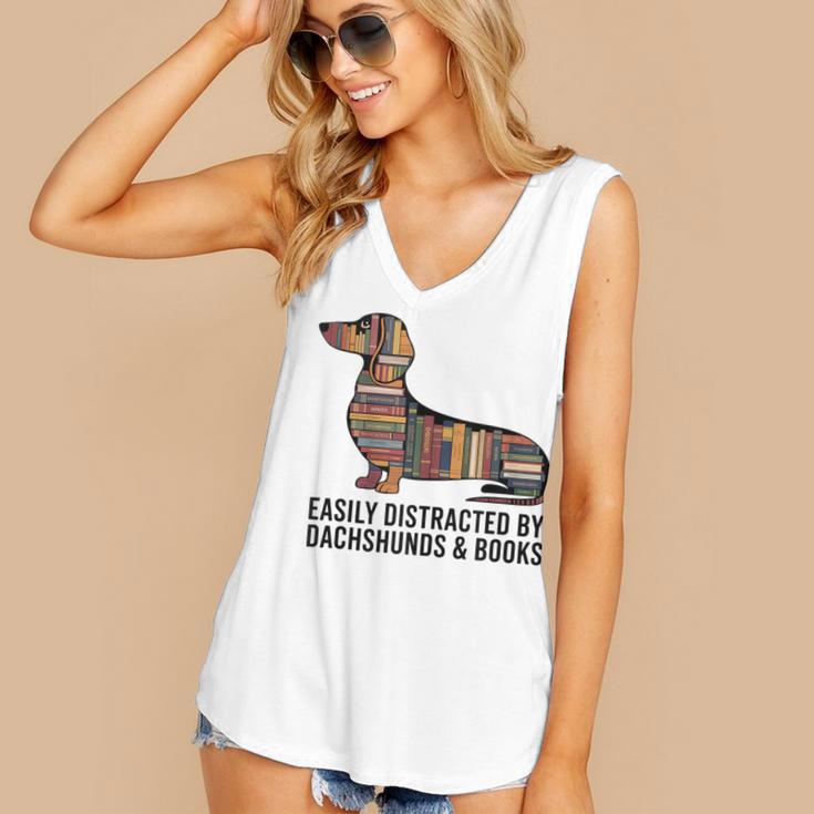 Dachshund Dog Dachshund Decor Books Nerds Dachshund Women's V-Neck Tank Top
