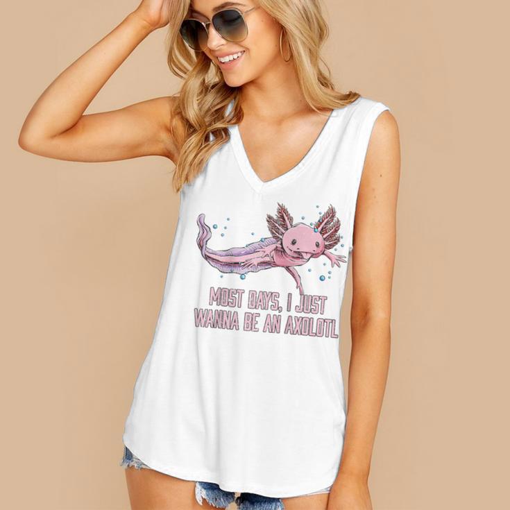 Most Days I Just Wanna Be An Axolotl Salamander Introvert Raglan Baseball Tee Women's V-Neck Tank Top Most Days I Just Wanna Be An Axolotl Salamander Introvert Raglan Baseball Tee Women's V-Neck Tank Top