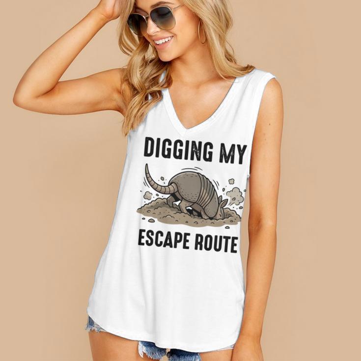 Digging My Escape Route Armadillo Introvert Humor Women's V-Neck Tank Top Digging My Escape Route Armadillo Introvert Humor Women's V-Neck Tank Top