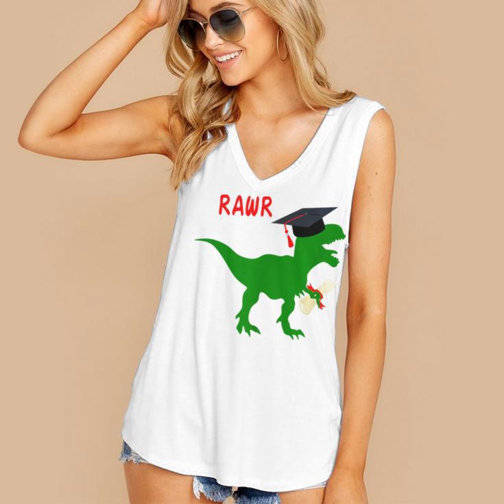 Dinosaur Rawr Diploma Graduate Graduation Women's V-Neck Tank Top