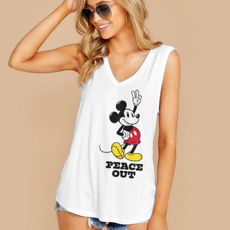Disney Mickey Mouse Peace Out Totally Retro Graduation Women's V-Neck Tank Top