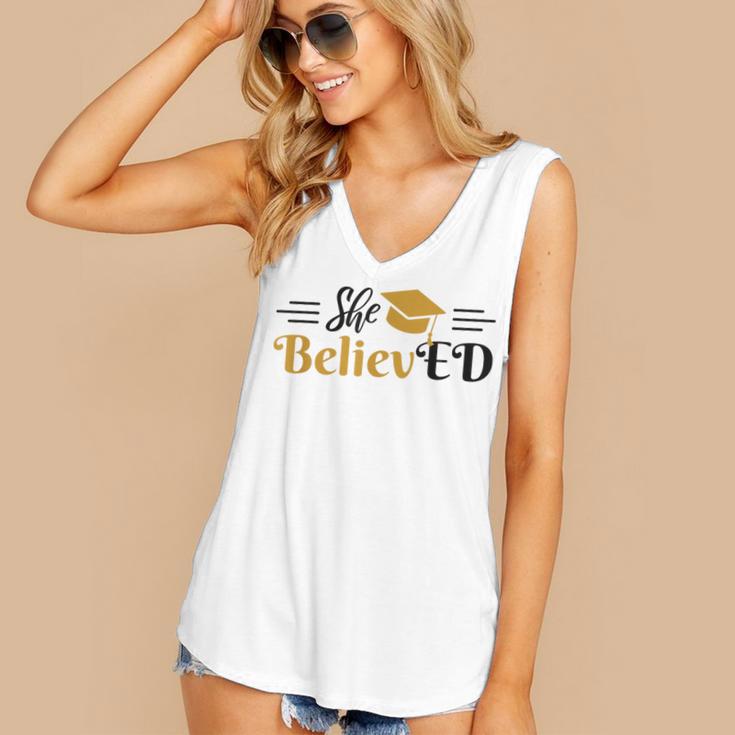 Doctor Of Education She BelievED EdD Graduation Women's V-Neck Tank Top