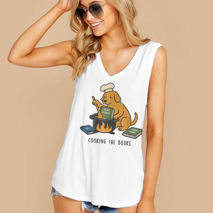 Dog Cooking The Books Women's V-Neck Tank Top
