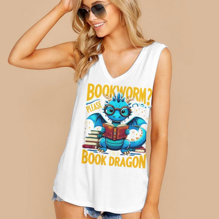 Dragon Bookworm Please I'm A Book Dragon Women's V-Neck Tank Top Dragon Bookworm Please I'm A Book Dragon Women's V-Neck Tank Top