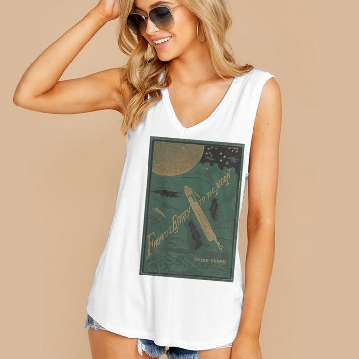 From The Earth To The Moon Book Cover 1874 Premium Women's V-Neck Tank Top