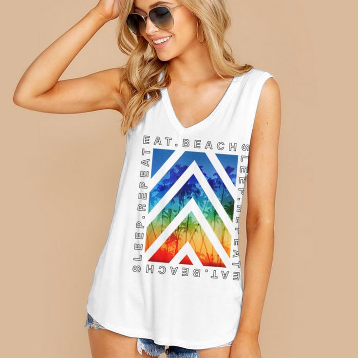 Eat Beach Sleep Repeat Summer Vacation Graduation Tees Men Women Kids Women's V-Neck Tank Top