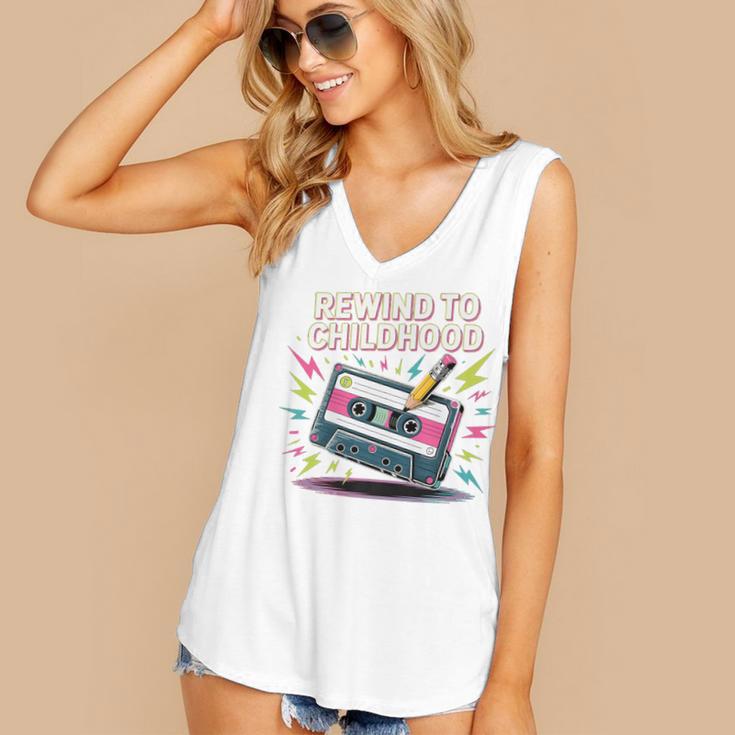 Elder Millennials Embracing 90s Rewind Nostalgia Vibes Premium Women's V-Neck Tank Top Elder Millennials Embracing 90s Rewind Nostalgia Vibes Premium Women's V-Neck Tank Top