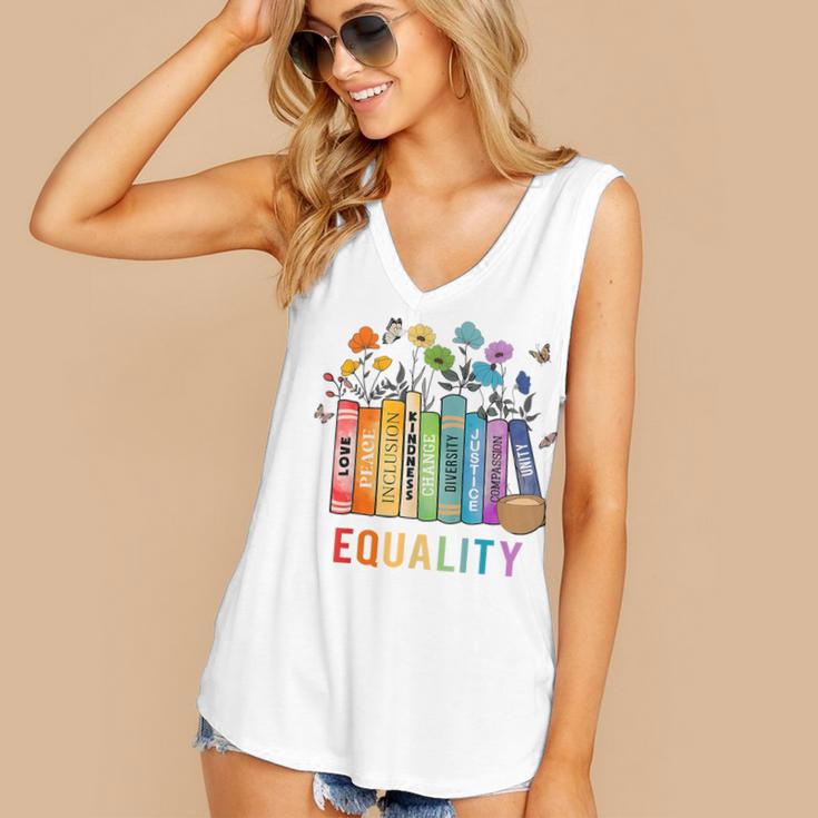 Equal Rights Book Flower Equality Peace Love Kindness Book Women's V-Neck Tank Top