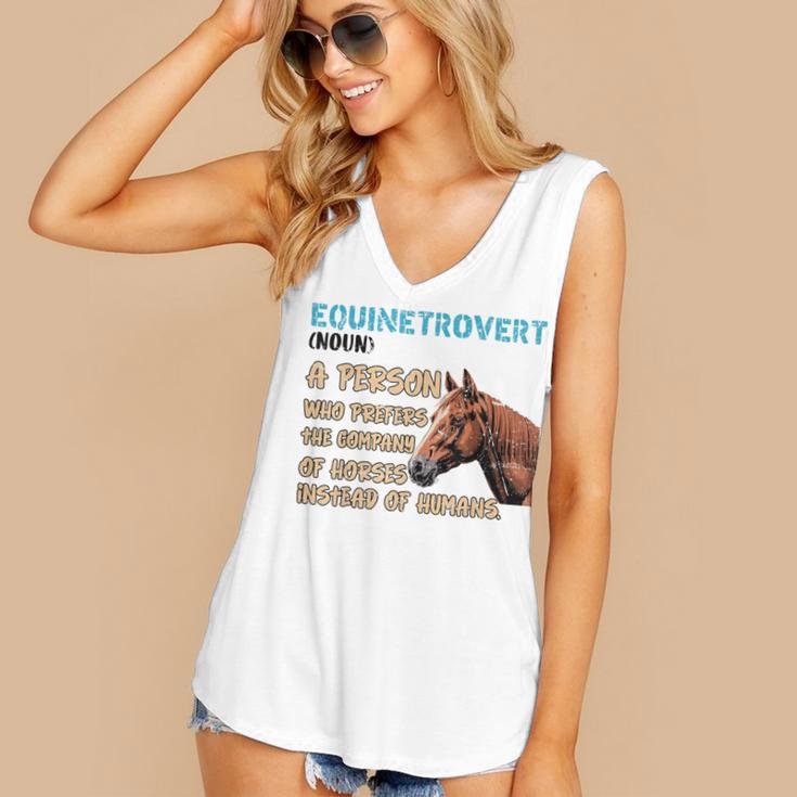 Equinetrovert Definition Equine Horse Riding Introvert Women's V-Neck Tank Top