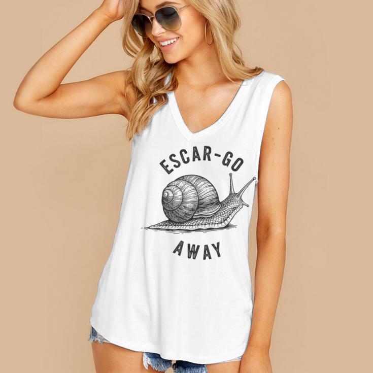 Escar Go Away Snail Vintage French Pun Introvert Humor Women's V-Neck Tank Top
