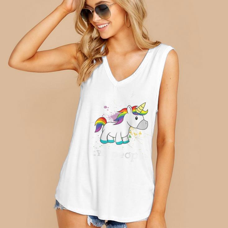 Ew People Unicorn Lover Introvert Rainbow Unicorn Raglan Baseball Tee Women's V-Neck Tank Top