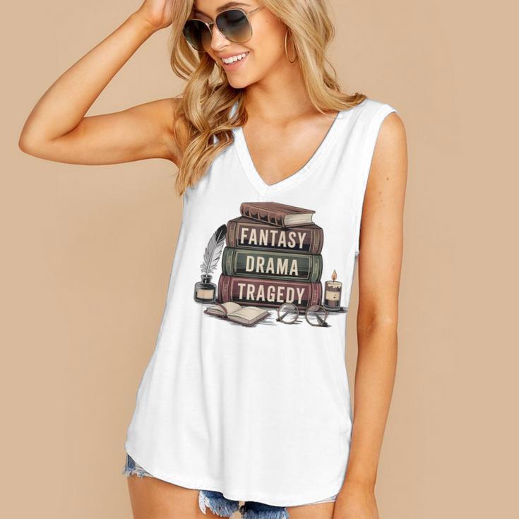 Fantasy Drama Tragedy Gothic Book Lover Bookworm Women's V-Neck Tank Top