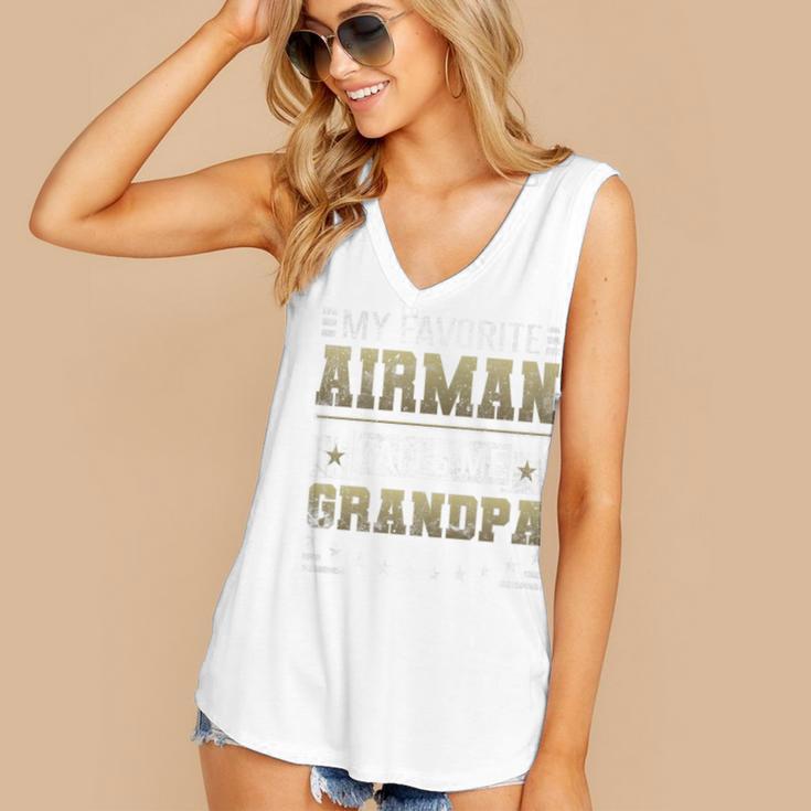 My Favorite Airman Calls Me Grandpa Airman Graduation Premium Women's V-Neck Tank Top