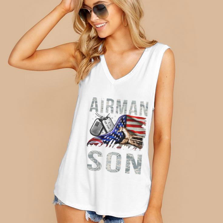 My Favorite Airman Calls Me Son Air Force Graduation Son Women's V-Neck Tank Top