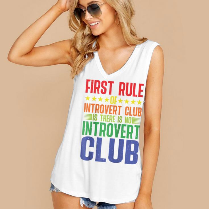 First Rule Of Introvert Club Is There Is No Introvert Club Raglan Baseball Tee Women's V-Neck Tank Top