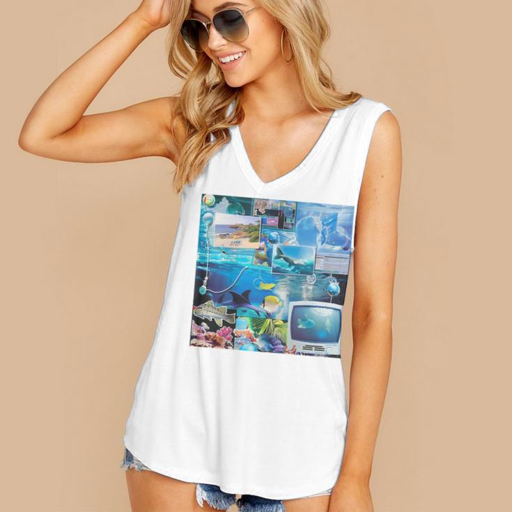 Frutiger Aero Retro Vibes Premium Tri-Blend Women's V-Neck Tank Top