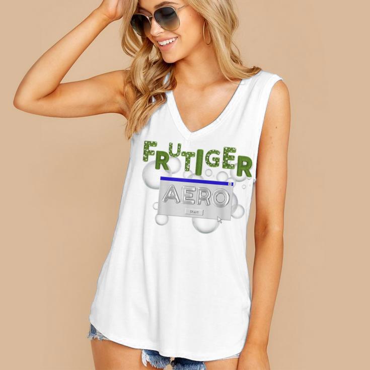 Frutiger Aero Y2K Fashion Trends Grass Fun Computers Women's V-Neck Tank Top