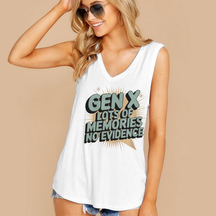 Gen X Lots Of Memories No Evidence Nostalgia Throwback Quote Premium Tri-Blend Women's V-Neck Tank Top