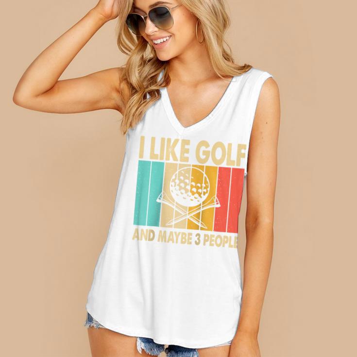 I Like Golf And Maybe 3 People Introvert Raglan Baseball Tee Women's V-Neck Tank Top