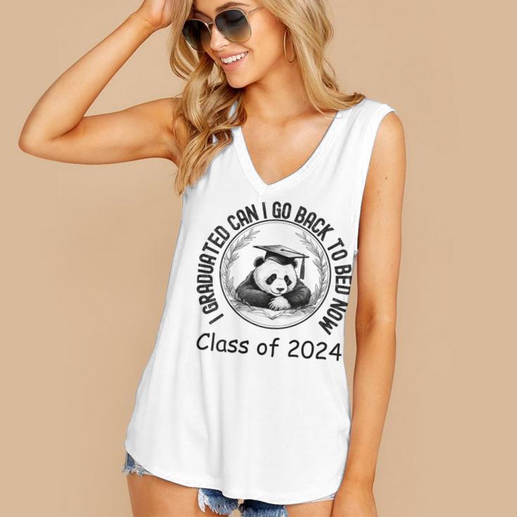 I Graduated Can I Go Back To Bed Now 2024 Graduation Panda Women's V-Neck Tank Top