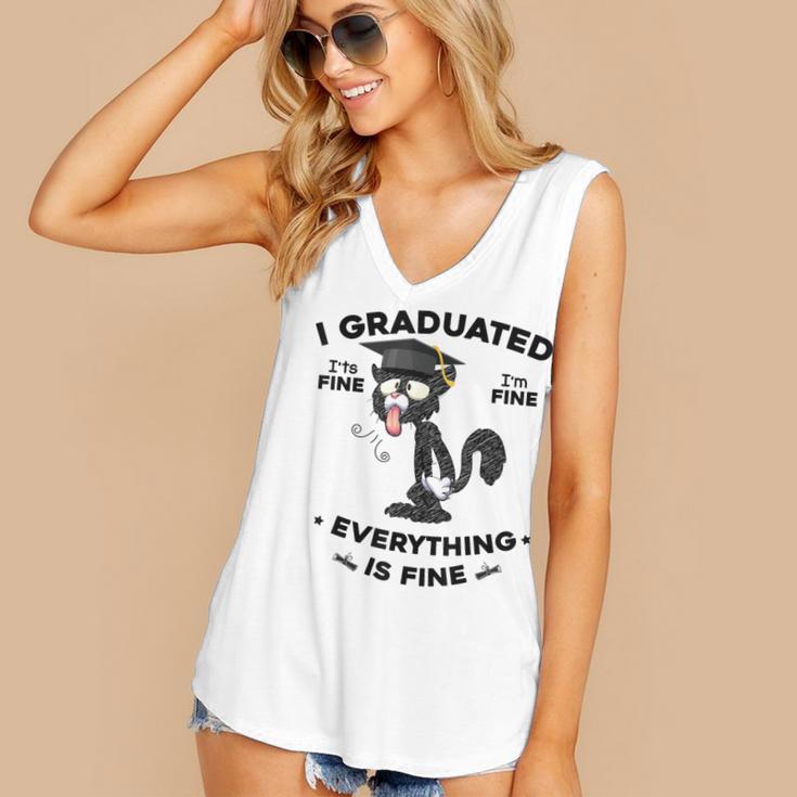 I Graduated Graduate Class 2025 Cat Graduation Women's V-Neck Tank Top