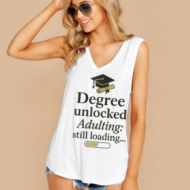 Graduation 2025 Degree Unlocked Adulting Still Loading Women's V-Neck Tank Top