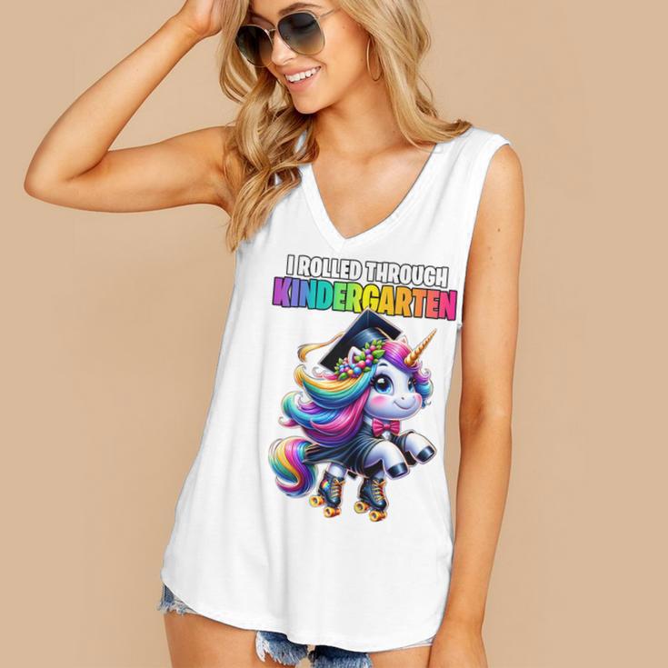 Graduation Kindergarten Unicorn Roller Skate Girls Grad Women's V-Neck Tank Top