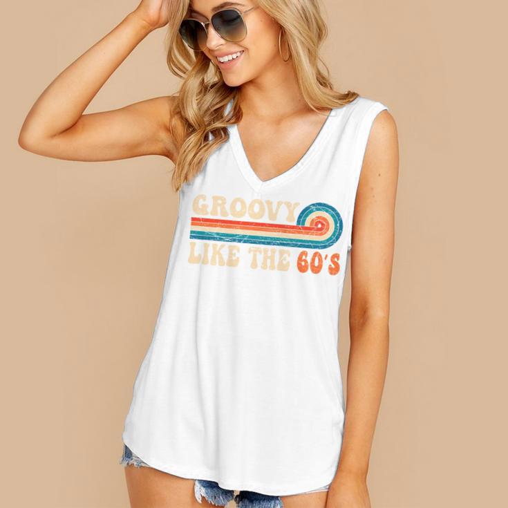 Groovy Like The 60s Aesthetic Nostalgia 1960's Retro Women's V-Neck Tank Top