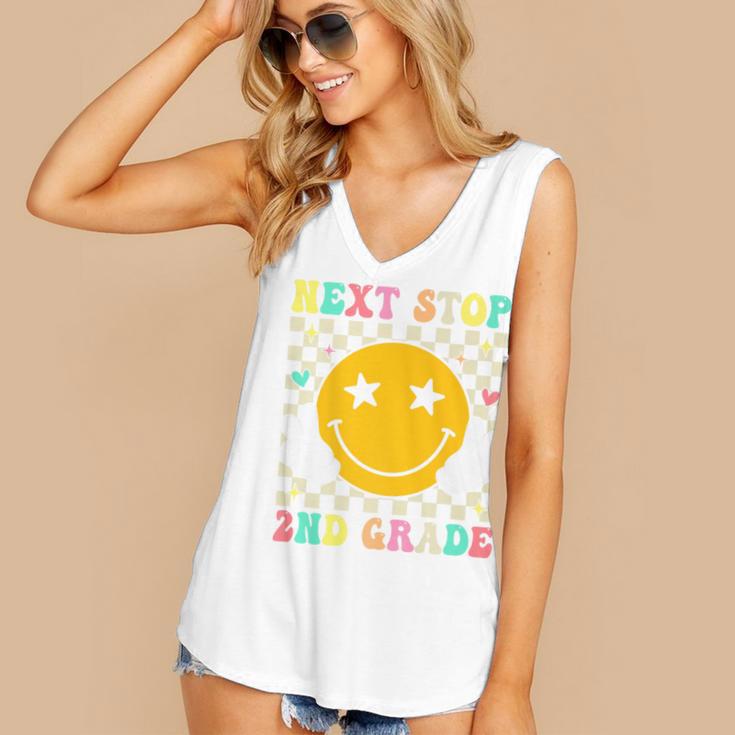 Groovy Next Stop 2nd Grade 1st Grade Graduation 2025 Premium Women's V-Neck Tank Top
