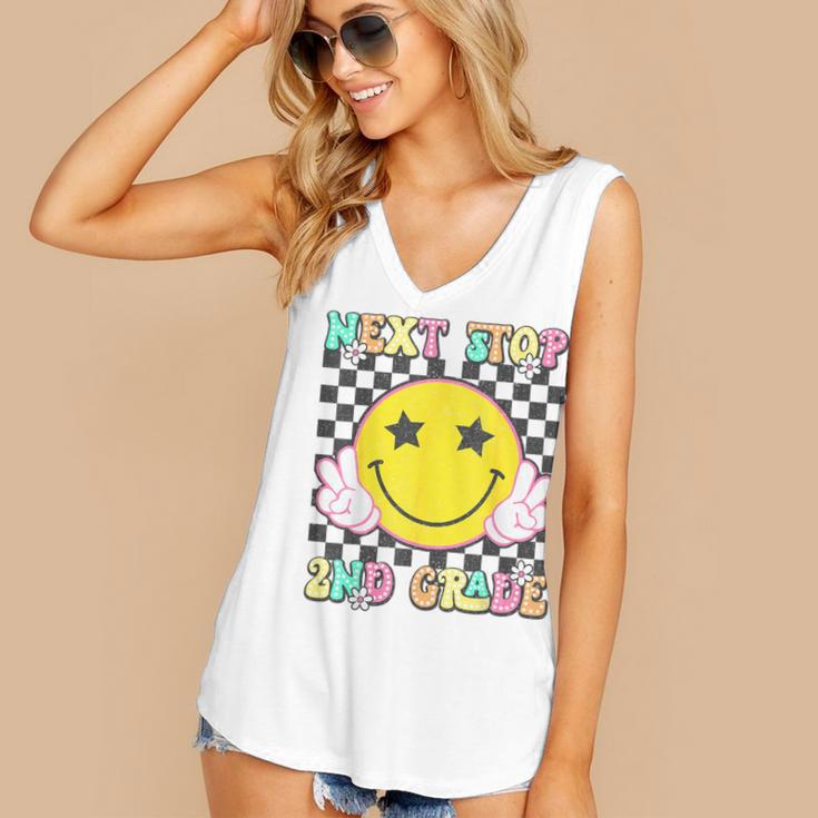 Groovy Next Stop 2nd Grade 1st Grade Graduation 2025 Women's V-Neck Tank Top