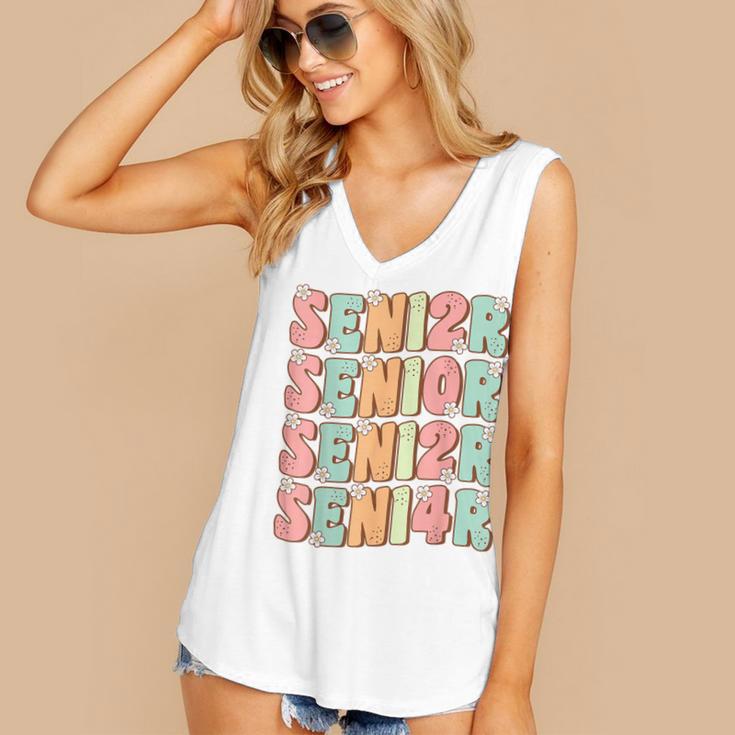 Groovy Senior Graduation Cute Groovy Senior Class Of 2024 Women's V-Neck Tank Top
