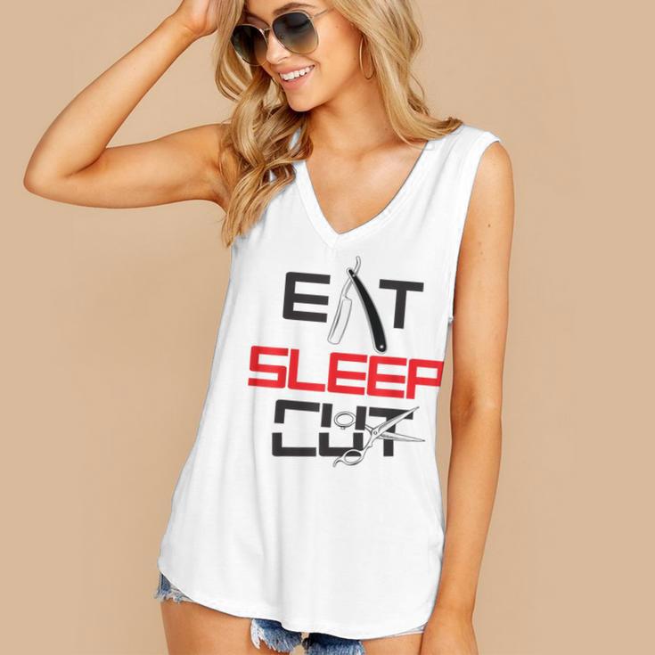 Haircutter Barber Eat Sleep Cut Barbering Graduation Women's V-Neck Tank Top