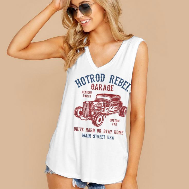 Hotrod Rebel Automotive Nostalgia Old Car Distressed Premium Tri-Blend Women's V-Neck Tank Top