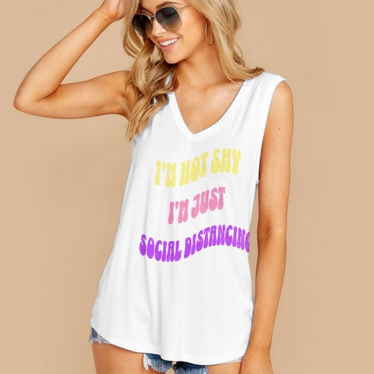 I'm Just Social Distancing Introvert Funny Women's V-Neck Tank Top