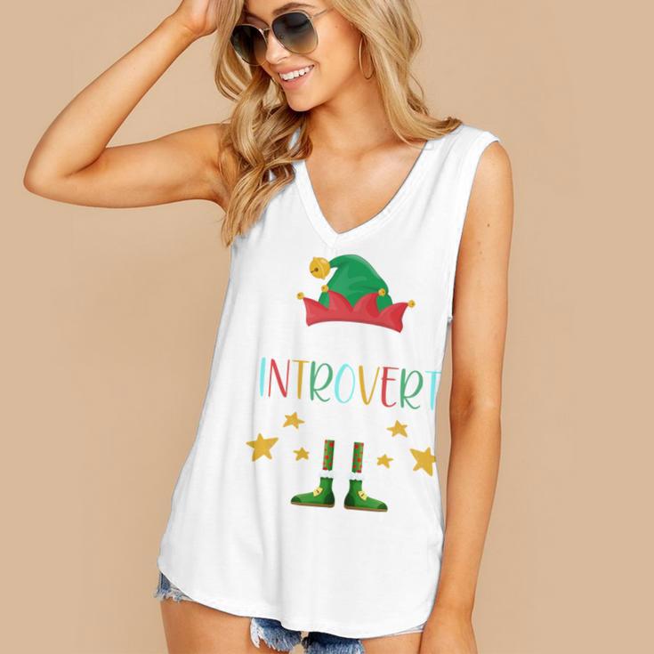 The Introvert Elf Christmas Family Matching Fun Xmas Top Women's V-Neck Tank Top